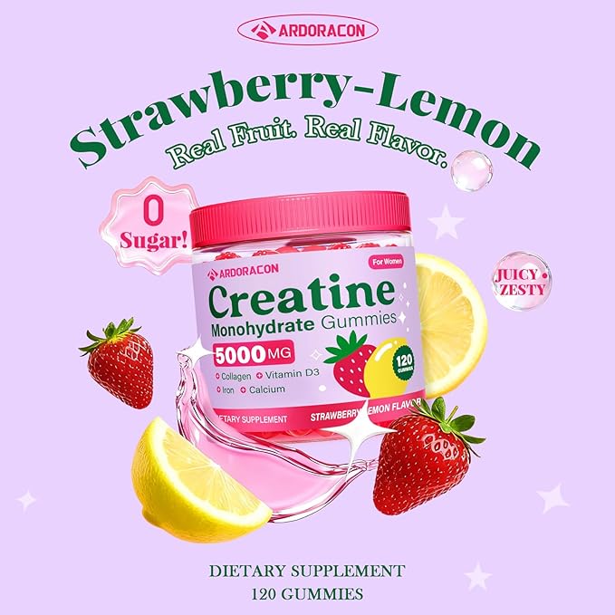 Creatine for Women Creatine Monohydrate Gummies with Collagen Vitamin D3 &amp Calcium for Muscles Booty &amp Energy Flavored Sugar Free Creatine Gummies Post &amp Pre Workout Supplements for Wo
