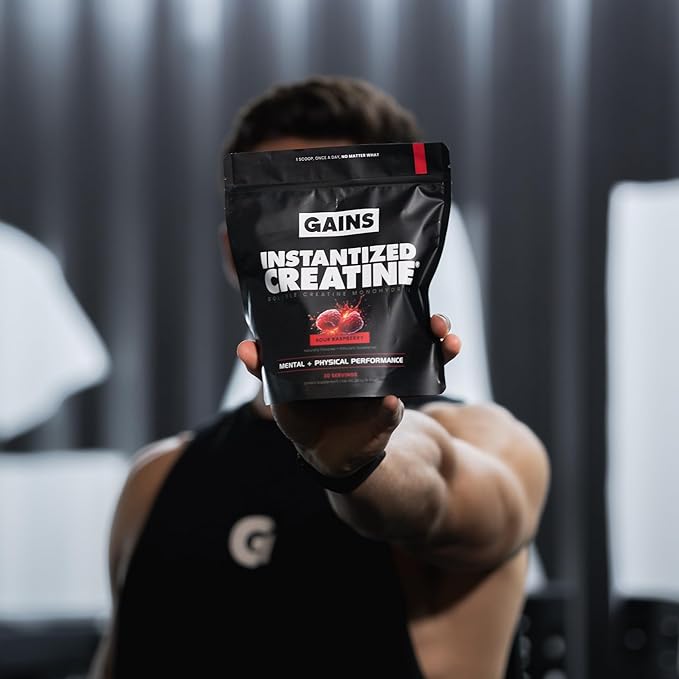 Gains in Bulk Instantized Creatine Monohydrate for Men &amp Women Soluble Pre Workout Powder Supports Muscle Building Strength and Performance Bodybuilding Supplements Sour Raspberry 30 Serving