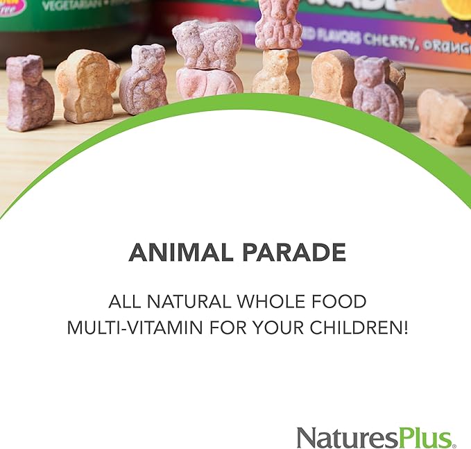 NaturesPlus Animal Parade Tummy Zyme Children’s Chewable Tropical Fruit Flavor - 90 Animal-Shaped Tablets - Contains Live Probiotics - Vegetarian Gluten Free Sugar Free - 90 Servings