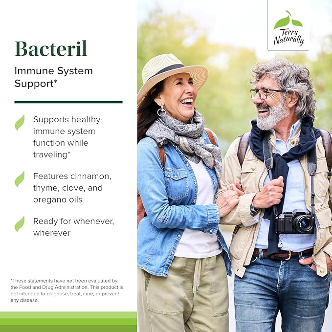 Terry Naturally Bacteril - Intestinal Support Supplement with Clove Cinnamon Thyme &amp Oregano - Immune Support Supplement with Antioxidant Support - Intestinal Support - 30 Softgels