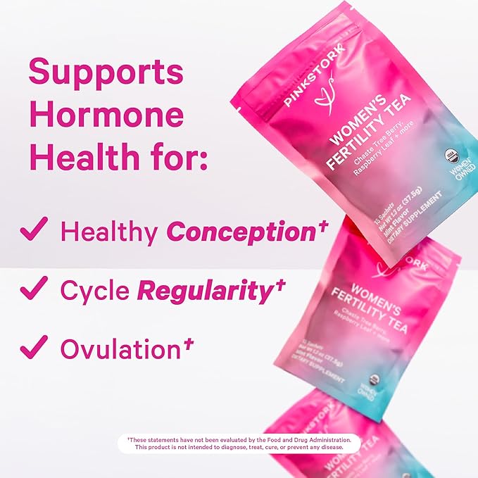 Pink Stork Fertility Bundle for Women – Conception Tea + Prenatal Vitamin Support with Inositol Vitex Folate &amp Ashwagandha – Supports Hormone Balance Cycle Health &amp Preconception Wellness