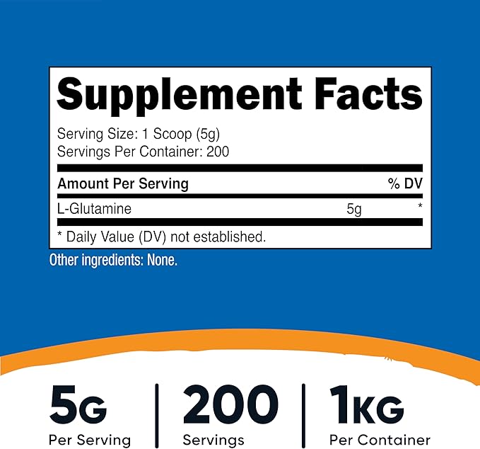 Nutricost L-Glutamine Powder 1 KG - Unflavored Non-GMO Gluten Free (Pack of 2)