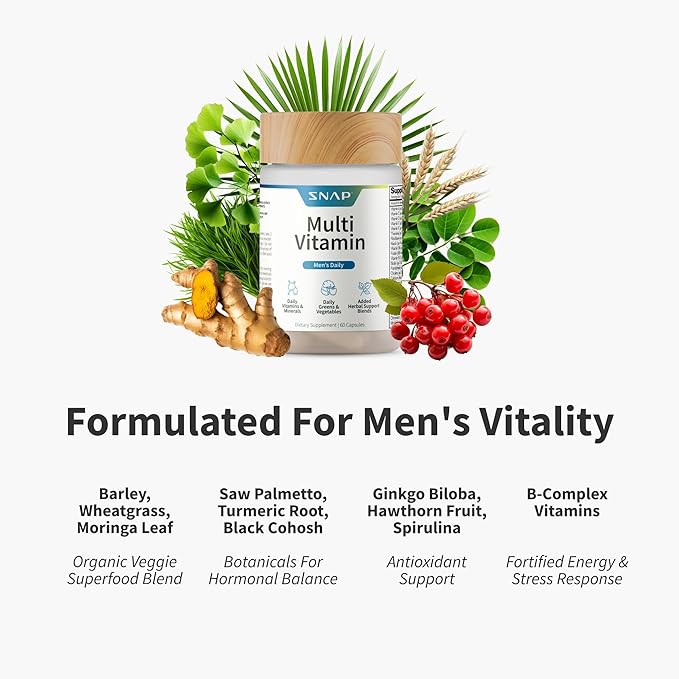 Snap Supplements Nitric Oxide Booster + Men's Daily Multi Vitamin Bundle 90 + 60 Capsules