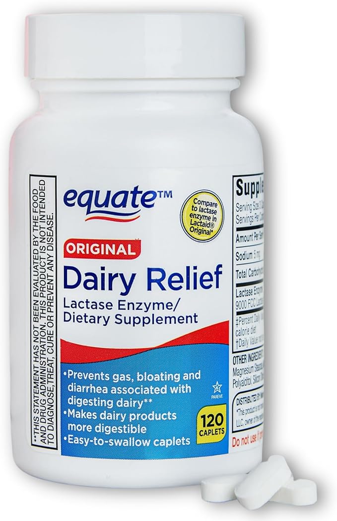 Dairy Relief for Lactose Intolerance- Pills for Enzyme Relief Intolerance Digestion 120 Tablets (Pack of 1)