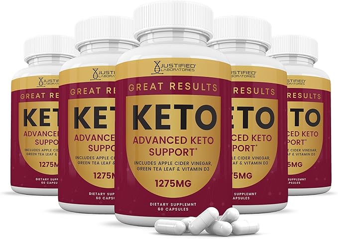 Justified Laboratories Great Results Keto ACV Pills 1275MG Formulated with Apple Cider Vinegar Keto Support Blend 60 Capsules (5 Bottles)