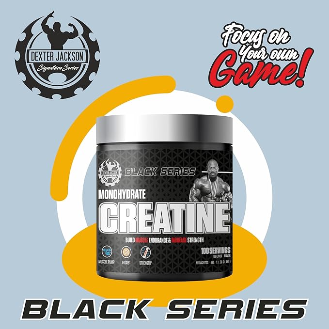 DEXTER JACKSON Black Series Monohydrate Creatine | 300g | 100 Servings | Premium Micronized Creatine for Strength Muscle Growth &amp Recovery