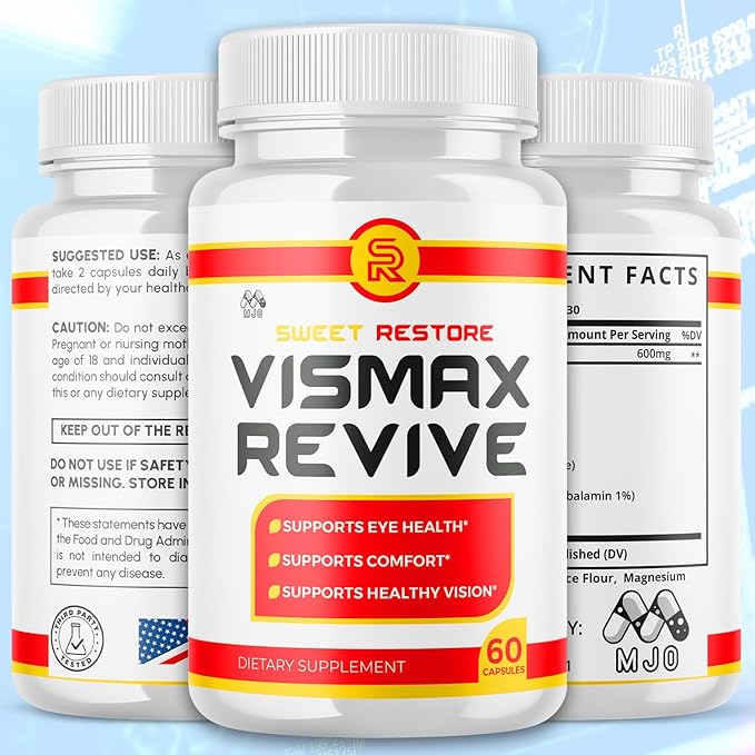 (2 Pack)Vismax Revive Capsules Official VismaxRevive Vision Support Supplement with All Natural Ingredients Advanced Eye Health Formula &amp Vision Vitamin Supporting Wellness Naturally (120 Capsul