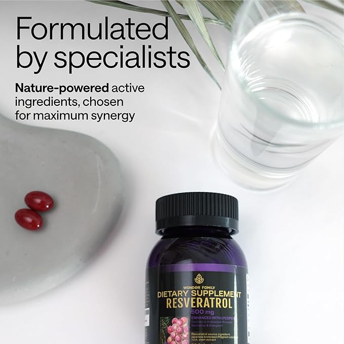 WONDER FAMILY Gym Endurance Bundle - Resveratrol for Heart Support - Creatine Monohydrate Gummies 5g for Muscles - 60 Resveratrol 500MG Softgels 120 Creatine Chewables