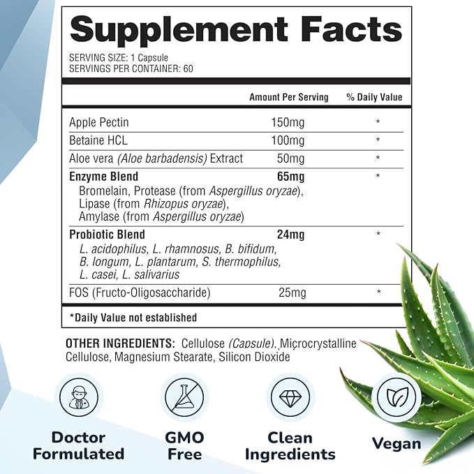 Healthy Gut Restore - Gut Health Supplements Prebiotic and Probiotics for Digestive Health Immune Support Bloating Relief Digestive Enzyme for Women &amp Men Made in USA - 60 Caps 2 Month Suppl