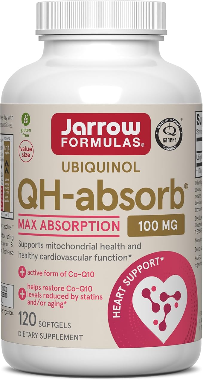 Jarrow Formulas QH-Absorb Ubiquinol 100mg - 120 Softgels - High Absorption &amp Active Antioxidant Form of Co-Q10 - Supports Mitochondrial Energy Production &amp Healthy Cardiovascular Function