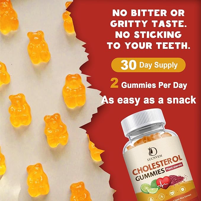 LUCNVEM Cholesterol Supplements Gummies for Cholesterol Healthy Natural Cholesterol Complex for Maintain Healthy Cholesterol Levels Daily Easy Cholesterol Gummies Snacks - 30 Day Supply