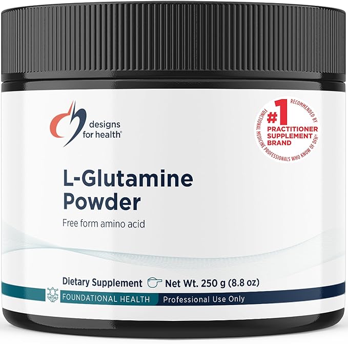 Designs for Health Vegetarian L Glutamine Powder - Pure 3000mg Amino Acid Supplement - Promotes Muscle Recovery Gut + Immune Support - Non-GMO Gluten Free Drink Add-in (83 Servings / 250g)