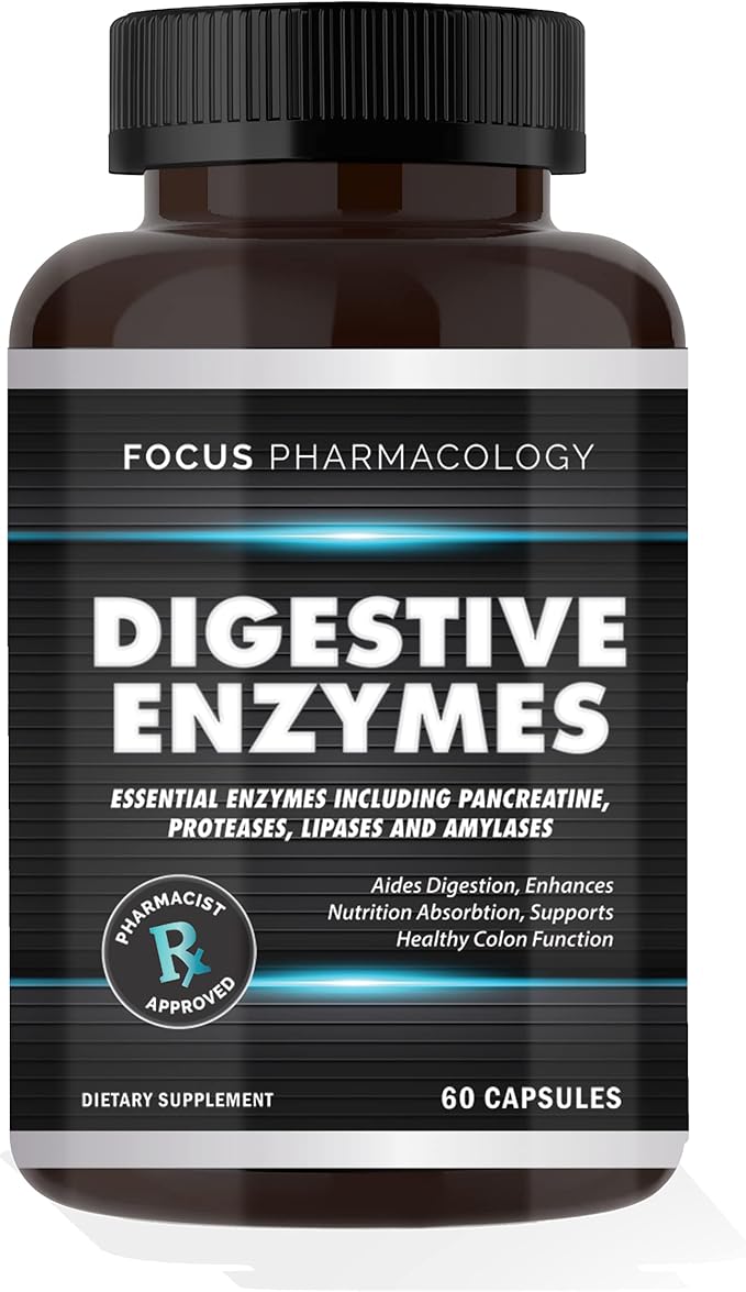 Digestive Enzymes and Priobiotics Blend - 60 Ct Protease Lipase Lactase Galactosidase Acidophilus Casei Plantarum