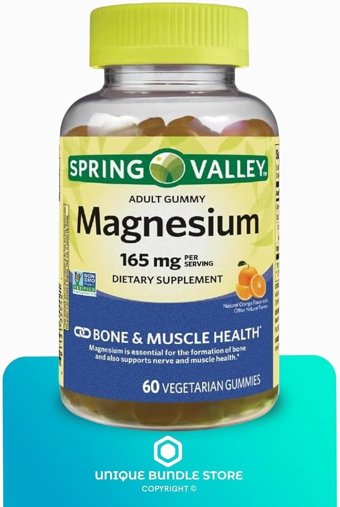 Magnesium 165mg – 60 Gummies Orange Flavor Magnesium Citrate Gummy Magnesium Gummies Chewable Magnesium Supplement for Bone &amp Muscle Health + 7 Day Pill Organizer Included (Pack of 3)