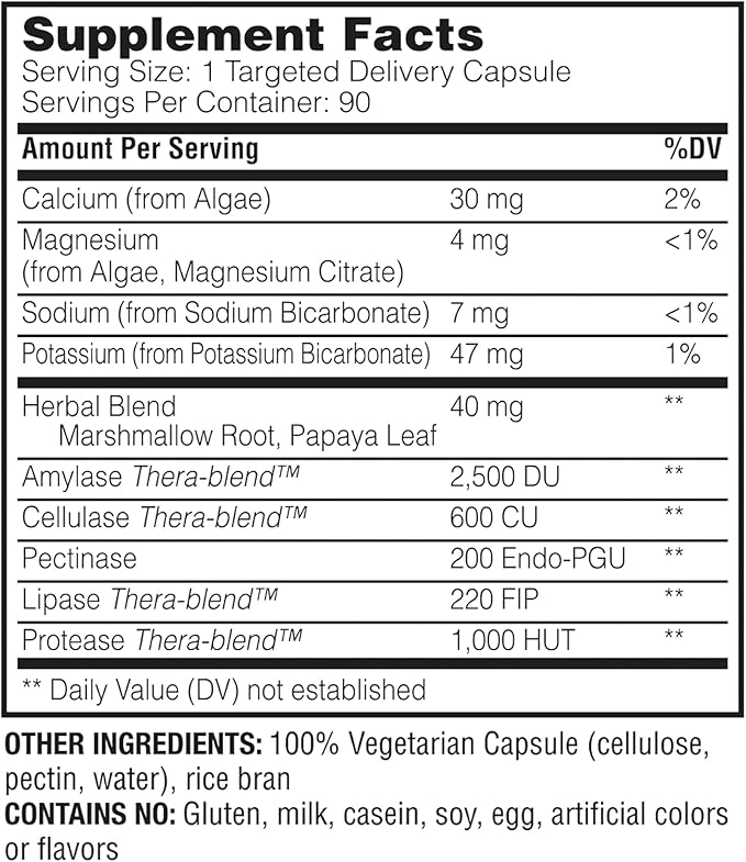 Enzymedica pH-Basic Includes Digestive Enzymes Nutrients &amp Herbs Supports Healthy Digestion &amp pH Balance 90 Count - FFP