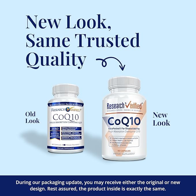 Research Verified CoQ10-100% Pure Extra Strength 300mg CoQ10 – Improved Absorption and Bioavailability with Bioperine - Boost Antioxidant Levels Improve Cardiovascular Health 360 Vegan Capsules