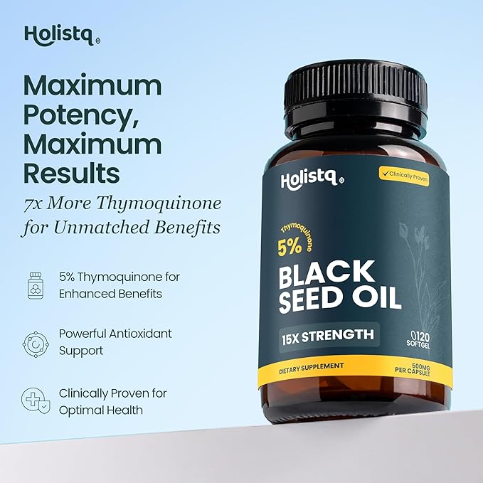 Black Seed Oil Organic Cold Pressed Capsules | 5% Thymoquinone | Non-GMO &amp Vegan | Nigella Sativa Black Cumin Seed Oil Omega 3 6 9 Adult Wellness Support - 120 Softgels 2 Months Supply