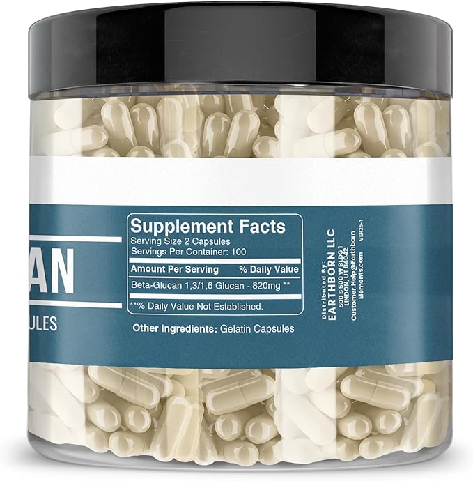 Earthborn Elements Beta Glucan 200 Capsules Pure &amp Undiluted No Additives