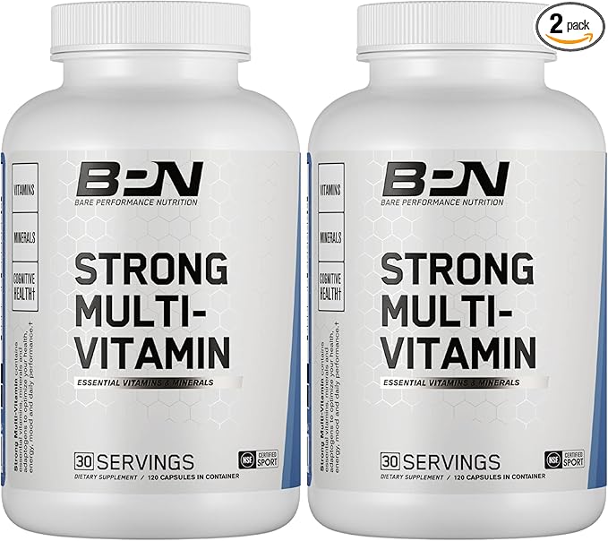 BARE PERFORMANCE NUTRITION BPN Strong Multi-Vitamin Foundational Health Improved Mood and Sleep Adaptogens Improved Cognitive Health (Pack of 2)