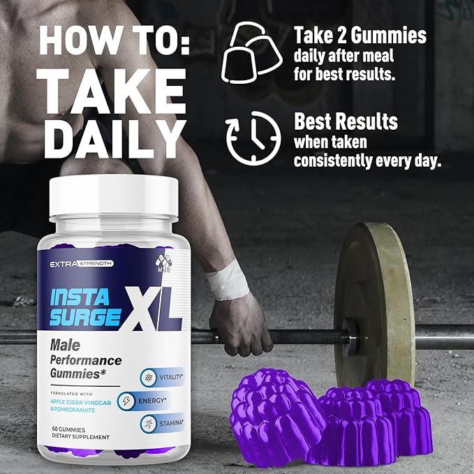 (3 Pack) Insta Surge XL Gummies for Men Official InstaSurge XL Gummys with All Natural Ingredients Insta SurgeXL Advanced Health Supplement Max Strength Active Lifestyle Multivitamin (180 Gummies)