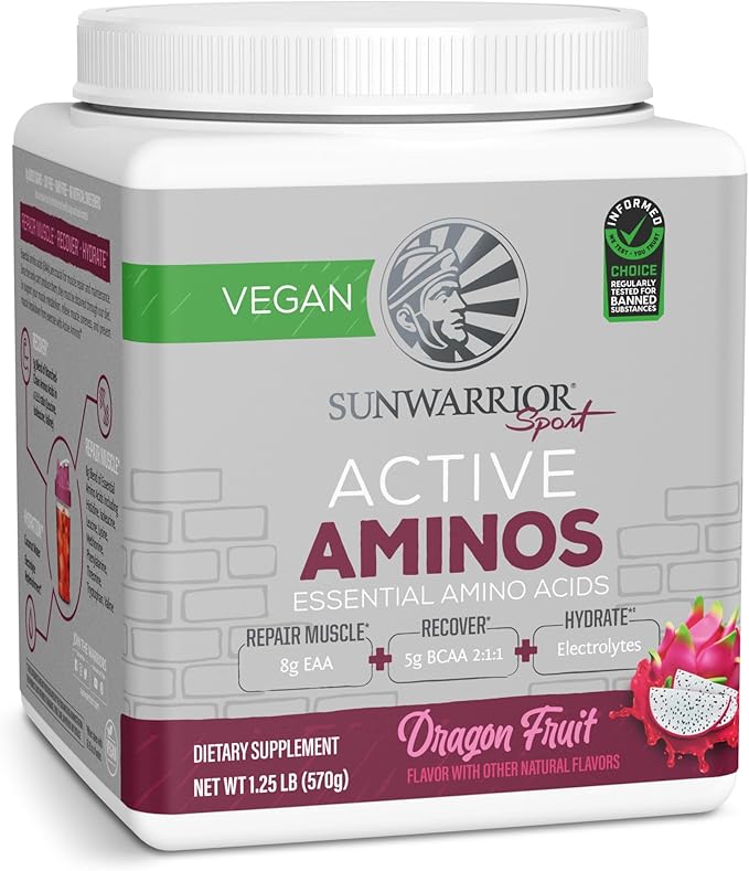 Sunwarrior Amino Acids Amino Energy Powder Essential Amino Acids EAA | Muscle Repair Hydration &amp Recovery | Promote Wellness Strength &amp Endurance | Dragon Fruit Flavor | 30 Servings | Active A