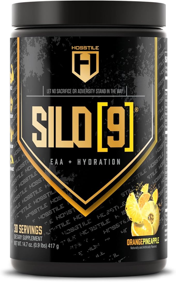 HOSSTILE SILO[9] EAA + Hydration Powder – Essential Amino Acids with Electrolytes EAA BCAA Intra Workout Powder &amp Post Workout Recovery Orange Pineapple 30 Servings