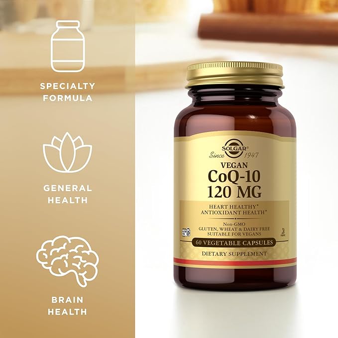 Solgar Vegan CoQ-10 120 mg - 60 Vegetable Capsules - Antioxidant Health - Non-GMO Gluten Free Dairy Free Kosher - 60 Servings