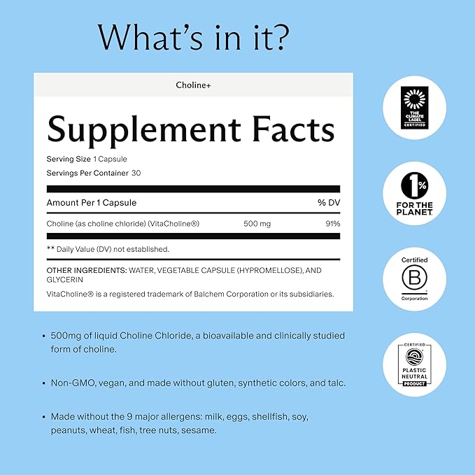 Needed. Prenatal Choline+ Liquid Capsules for Cognitive Development - Choline Supplements For Pregnancy - Aids Baby Brain Development &amp Supports Healthy Pregnancy - Third Party Tested - 30 Liquid