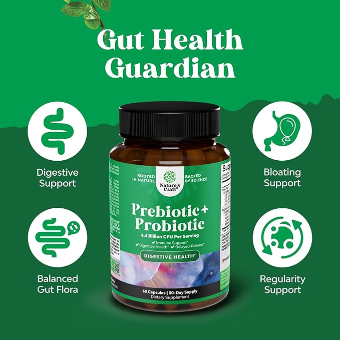 Prebiotics and Probiotics Gut Health Supplement-Super Potent Digestive Health Acidophilus Probiotic Capsules with Men &amp Womens Probiotics &amp Prebiotics for Colon Digestive Support and Immunity