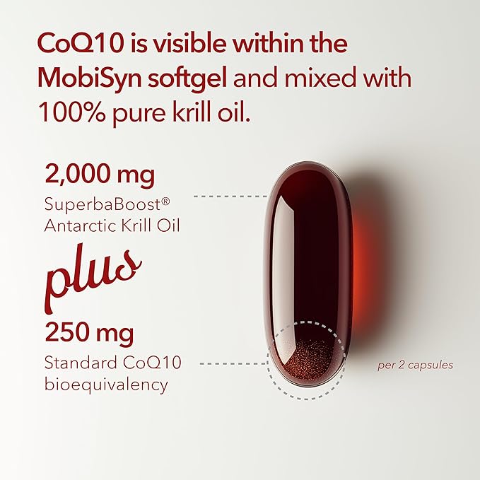Omega 3 with CoQ10 Antarctic Krill Oil 1000mg &amp 125 mg CoQ10 per softgel SustainableTraceableHighest Concentration 56% Phospholipids Astaxanthin Supports Heart Health No Fish Oil 60 Softge