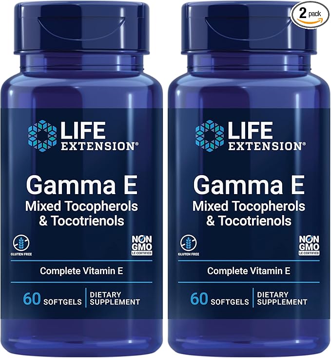 Life Extension Gamma E Mixed Tocopherols &amp Tocotrienols – Complete Vitamin E Spectrum Antioxidant Protection – Non-GMO Gluten-Free – 60 Softgels (Pack of 2)