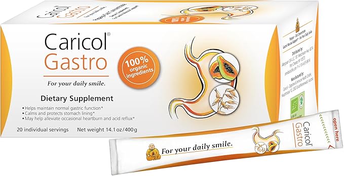 OMNi BiOTiC Caricol Gastro Papaya Supplement – Natural Heartburn Relief &amp Acid Reflux Support – Organic Papaya &amp Oat Formula – Soothes Acid Reflux Protects Stomach Lining Gentle Digestive Ai
