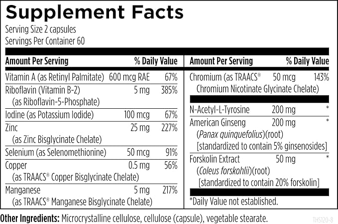Designs for Health Thyroid Synergy - Thyroid Support Supplement with Iodine American Ginseng Selenium Zinc + Manganese - Vegan Thyroid Vitamins Gluten Free (120 Capsules)