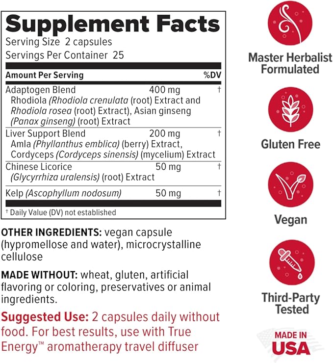 Redd Remedies True Energy Supports Energy Production and Stamina 50 Vegan Capsules