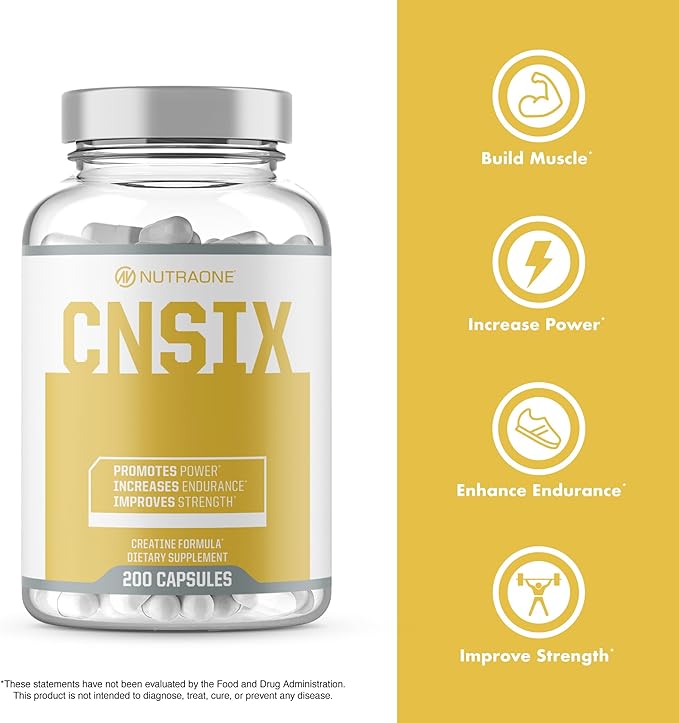 NutraOne CNSix Creatine Capsules Creatine HCL to Help Build Lean Muscle* (600mg - 200 Capsules)