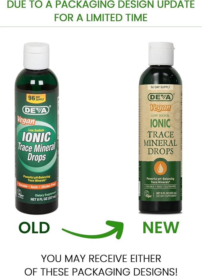 DEVA Vegan Ionic Trace Mineral Drops Low Sodium pH Balancing 96-Day Supply 8 Fl Oz