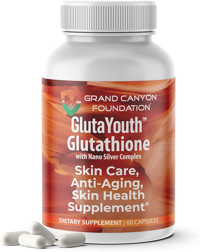 GlutaYouth Glutathione Supplement for Skin Health with Antioxidant Support Absorption Formula with Nano Silver Complex Daily Wellness Support Non GMO Anti Aging 60 Glutathione Capsule Made in USA