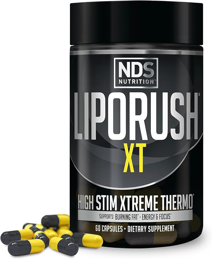 Censor NDS Nutrition LipoRUSH XT Fat Loss and Body Toner Bundle - CLA Omega 3-6-9 L-Carnitine &amp Teacrine for Maximum Energy Metabolism and Shredding Fat