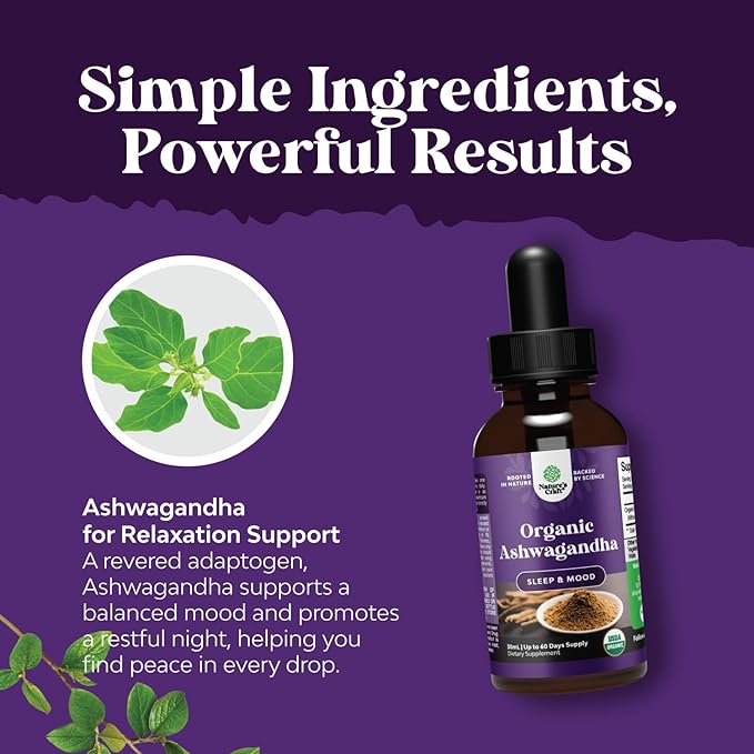 Bundle of USDA Organic Ashwagandha Liquid Drops - Ashwagandha Root Extract for Stress &amp Mood Support and Krill Omega 3 Fish Oil Softgels 500mg - Krill EPA &amp DHA for Heart Health - Burpless Fat