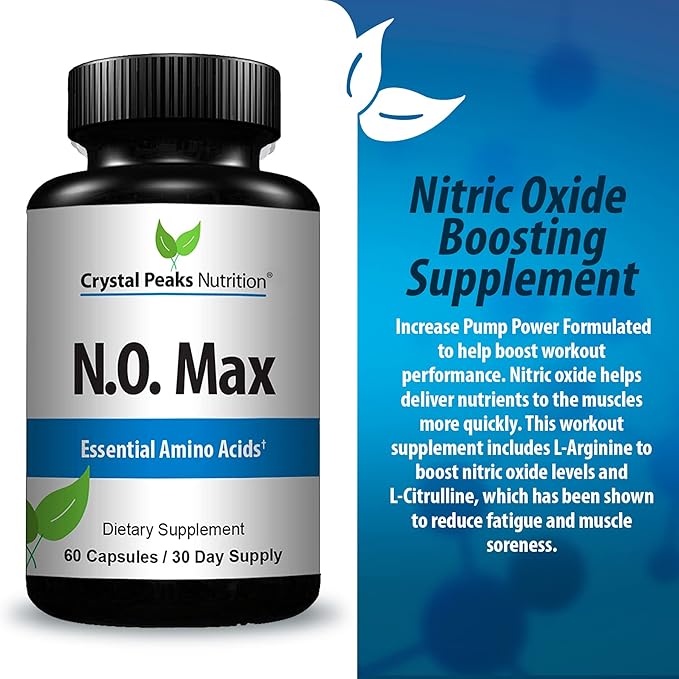 N.O. Max Nitric Oxide Supplement - L Arginine Citrulline Malate AAKG Beta Alanine Amino acids - 60 Capsules