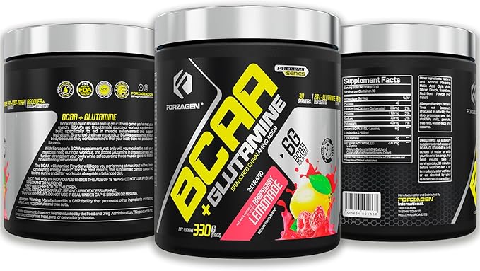 Forzagen BCAAS Amino Acids Powder with Glutamine BCAA Powder Branched Chain Amino Acids Supplements Powder BCAA Lean Energy Pre Workout - Post Workout Muscle Recovery Powder 30 Servings