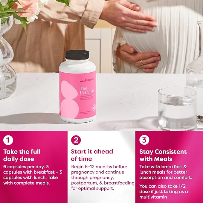 GutPersonal The Prenatal Supplement Alleviates Morning Sickness and Contains Essential Nutrients Formulated to be the Complete Prenatal and Postnatal Support - 180 Capsules