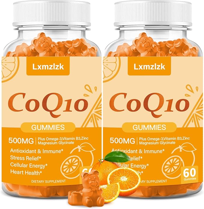 CoQ10 500mg Gummies-3X Better Absorption Q10 Supplements - Plus Omega-3 Magnesium Vitamin B3 &amp Zinc for Heart Health Cellular Energy &amp Antioxidant Vegan Non-GMO 120 Ct (2)
