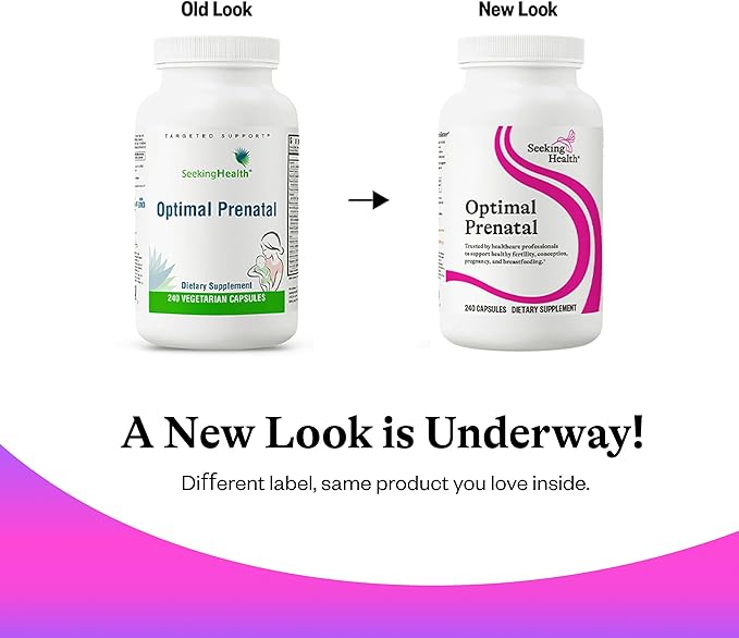Seeking Health Optimal Prenatal - Supplement with Vitamin B12 L-Methylfolate &amp Choline - Vegetarian Supplement to Support Optimal Prenatal Health - 240 Capsules