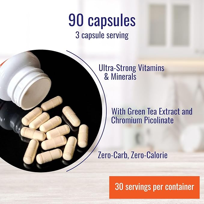 Nutri-Align Multivit | 90 Multivitamin Capsules for Keto | 20 Essential Vitamins and Minerals with Green Tea Extract and Chromium | Low Carb Keto Support Multi Vitamin | Sugar Free and Zero Carb