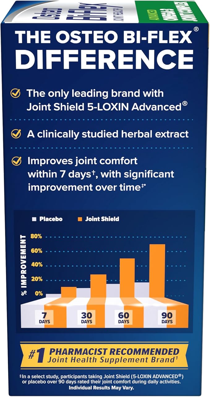 Osteo Bi-Flex Advanced Omega-3 Joint Complex Algae Oil Plant-Based Supplement Improve Joint Function Strength Flexibility Mobility 80 Softgels