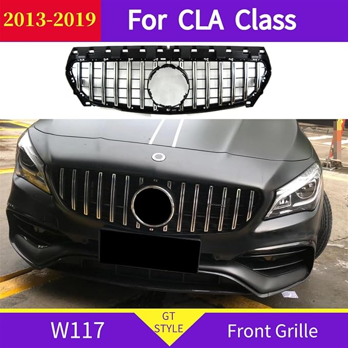 Engine Intake Grille Front Grille for mercedess 2013-2019 CLA Class X117 C117 CLA220 CLA260 CLA45 CLA180 Shooting Brake Front Bumper Grill (Color : 2013-2015 Black)