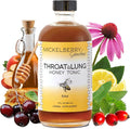 Mickelberry Gardens Throat &amp Lung Honey Tonic: Wellness Syrup Natural Sore Throat Relief Immune Support &amp Cough Suppressant for Adults &amp Kids (8 oz)