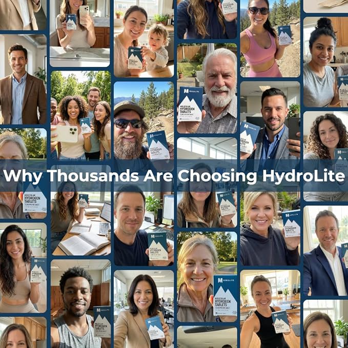 HydroLite Molecular Hydrogen Tablets for Drinking Water | Highest Concentration H2 12000 PPB | Energy Booster Enhance Performance &amp Recovery | Made in USA 30 Tablets (Raspberry)
