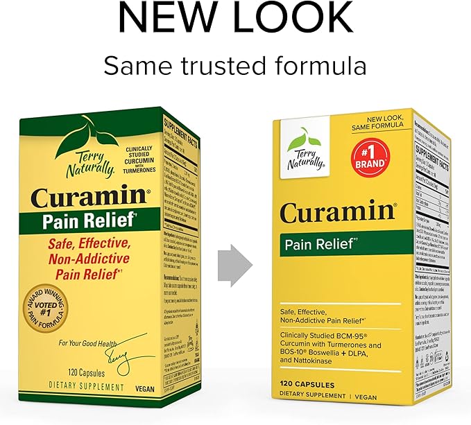 Terry Naturally Curamin - Curcumin Supplement for Circulation &amp Endorphin Support - Support for Occasional Discomfort - Aids Healthy Muscles - 120 Capsules (Pack of 3)